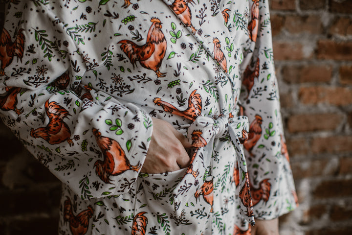 Floral Chicken Print Robe