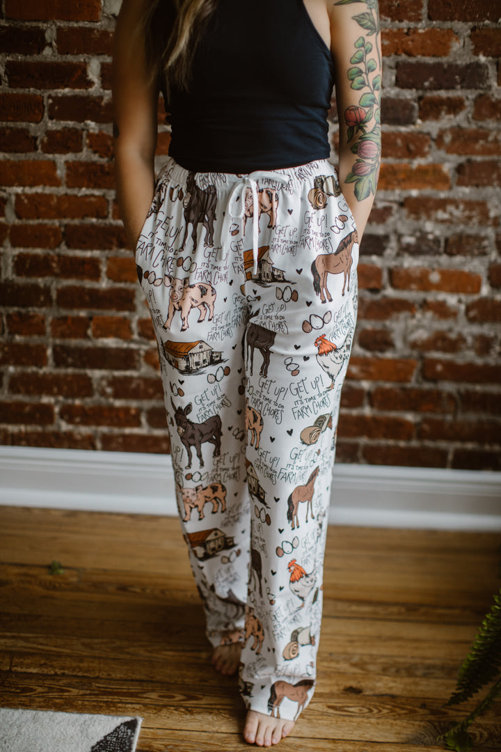 Farm Chore Friends Pajama Bottoms - Adult