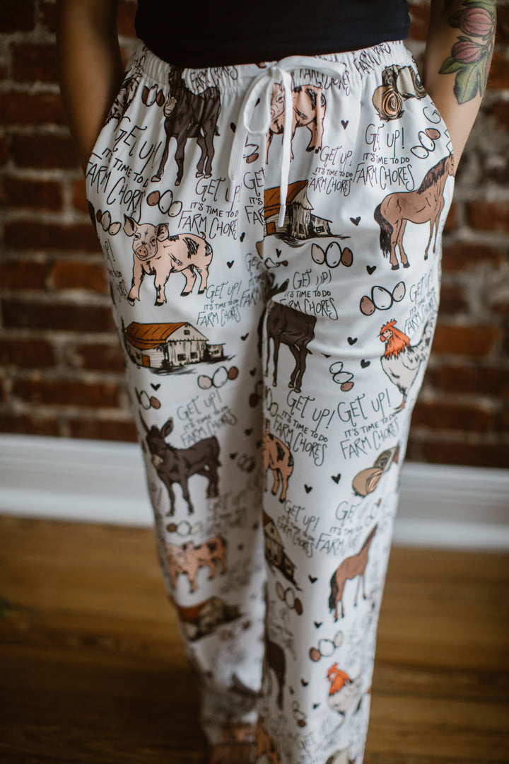 Farm Chore Friends Pajama Bottoms - Adult