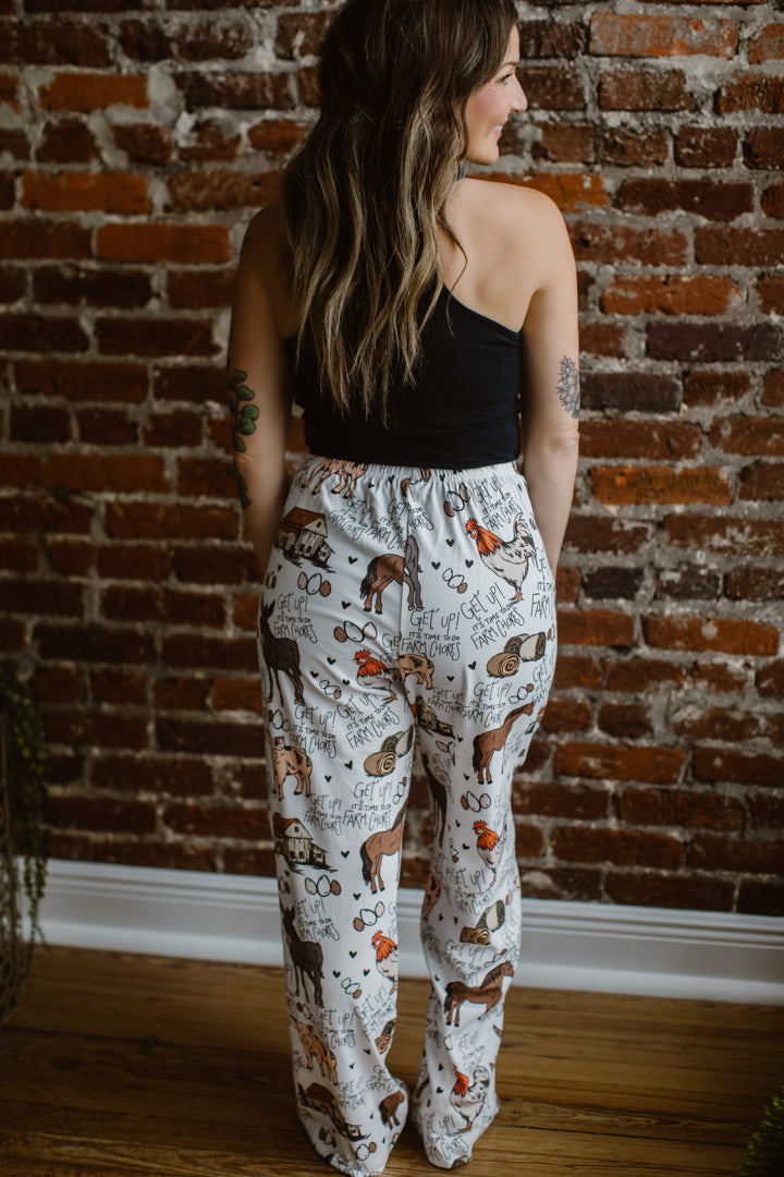Farm Chore Friends Pajama Bottoms - Adult