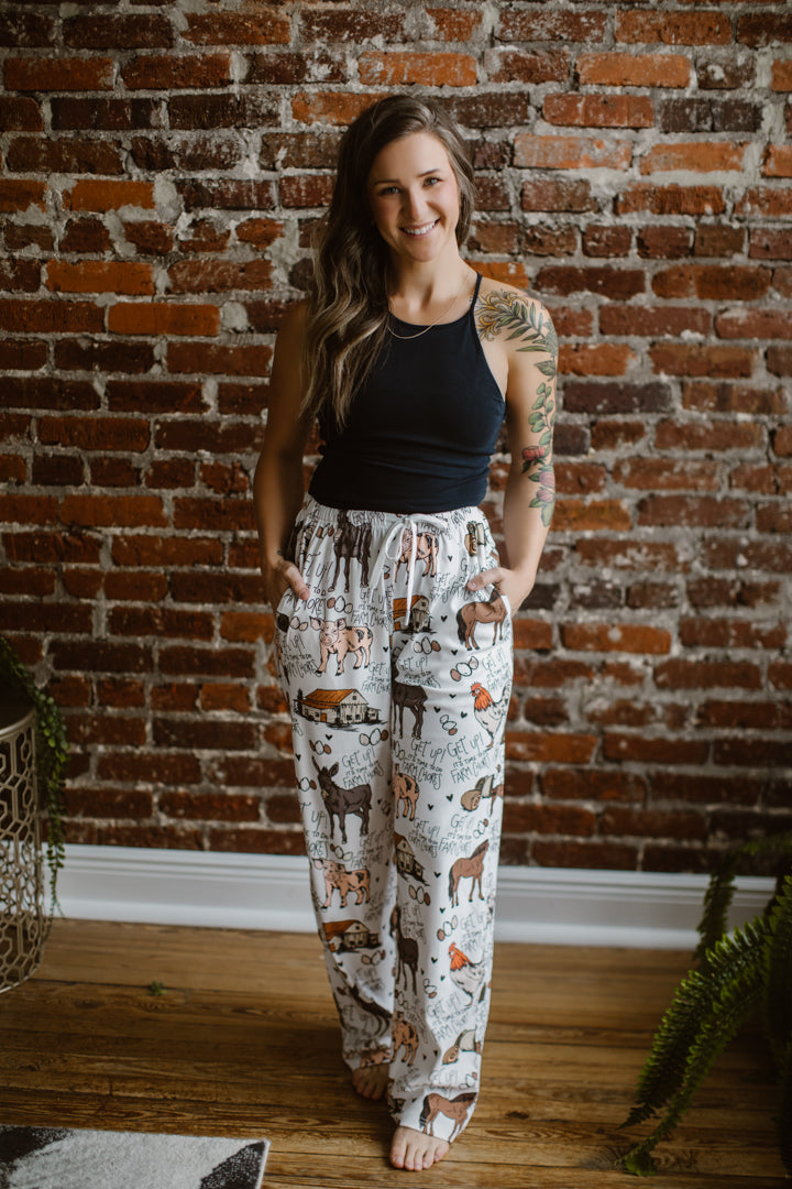 Farm Chore Friends Pajama Bottoms - Adult